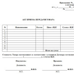 Образец акта приема-передачи товара